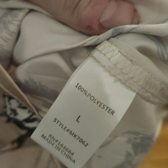 Equestrian Print Beige Button-Down Shirt - Picture 3 of 3